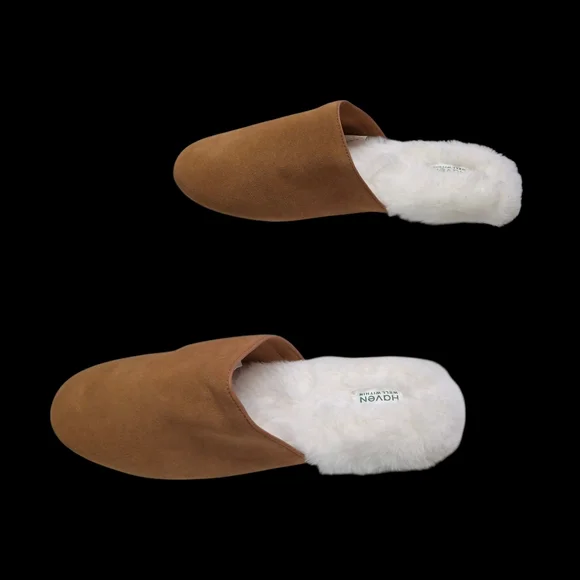 Haven Well Within Leather Brown Slippers Faux-Fur Lining Slides Women Size 9 - Picture 9 of 16